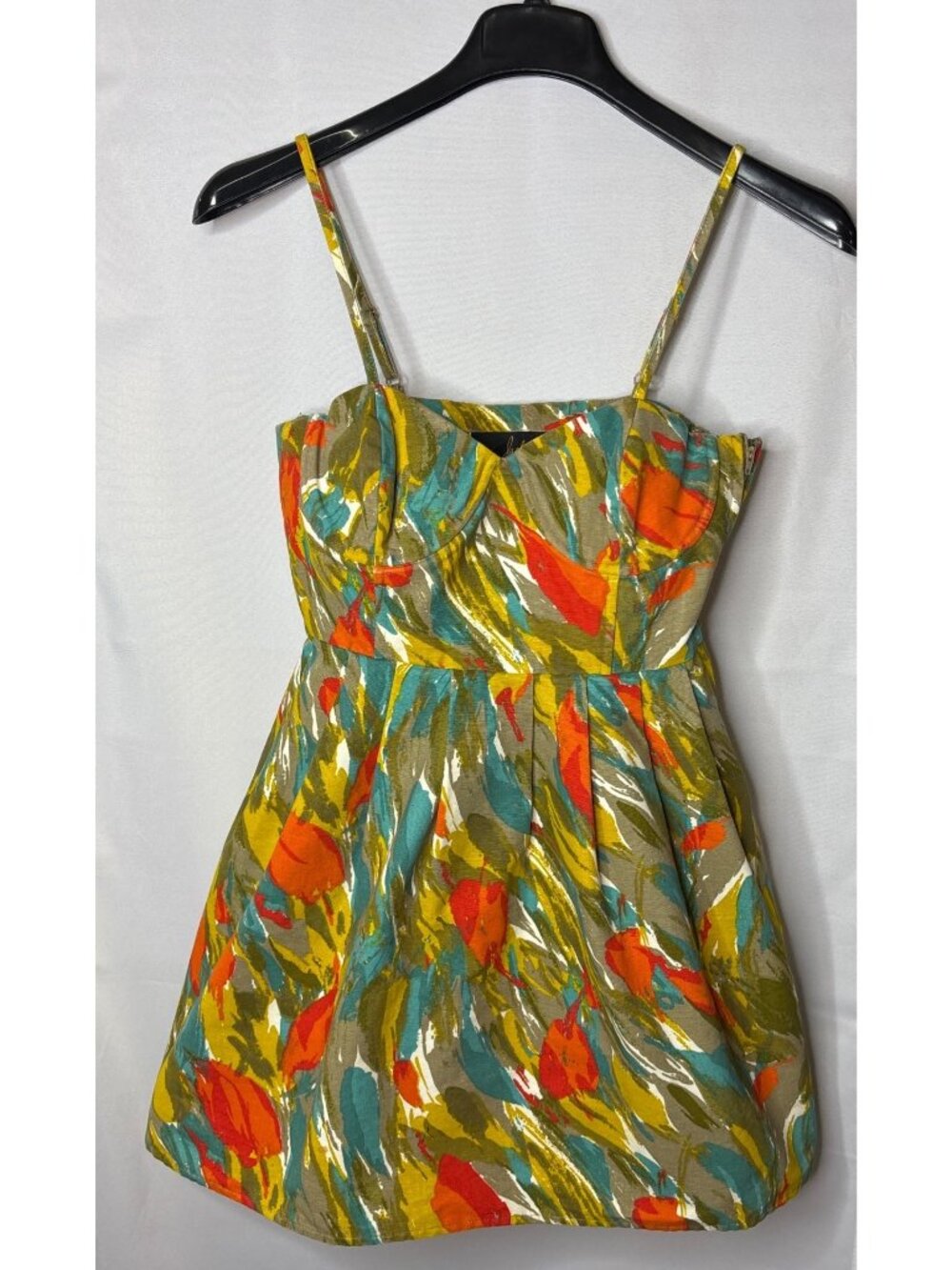 Jack by BB Dakota Abstract Print Bustier Mini Dress S Underwire Spaghetti Strap
